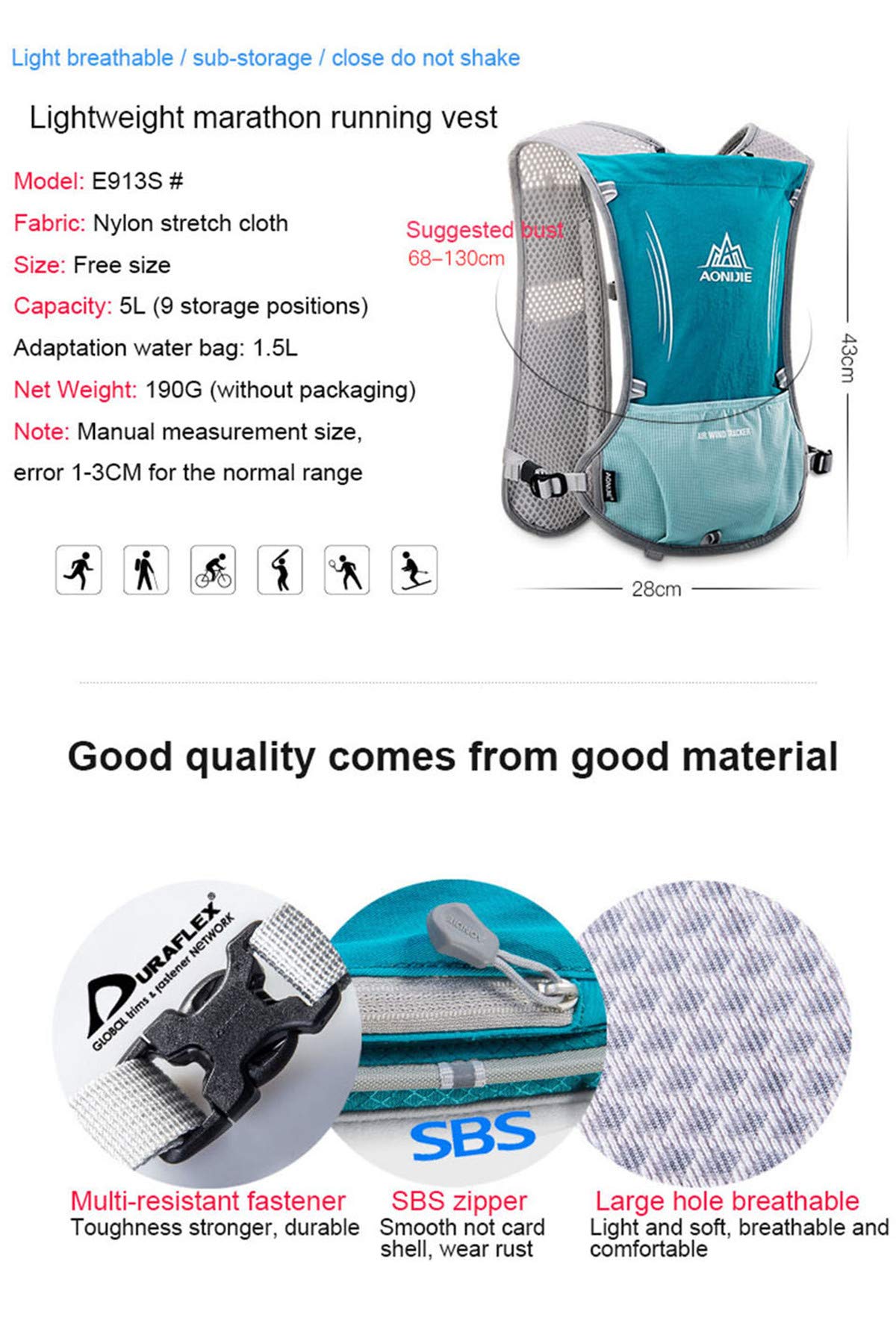Win. Deeper 5L ultralight hydration pack trail backpack vest, hydration pack cycling backpack for running, camping, hiking, marathoners.