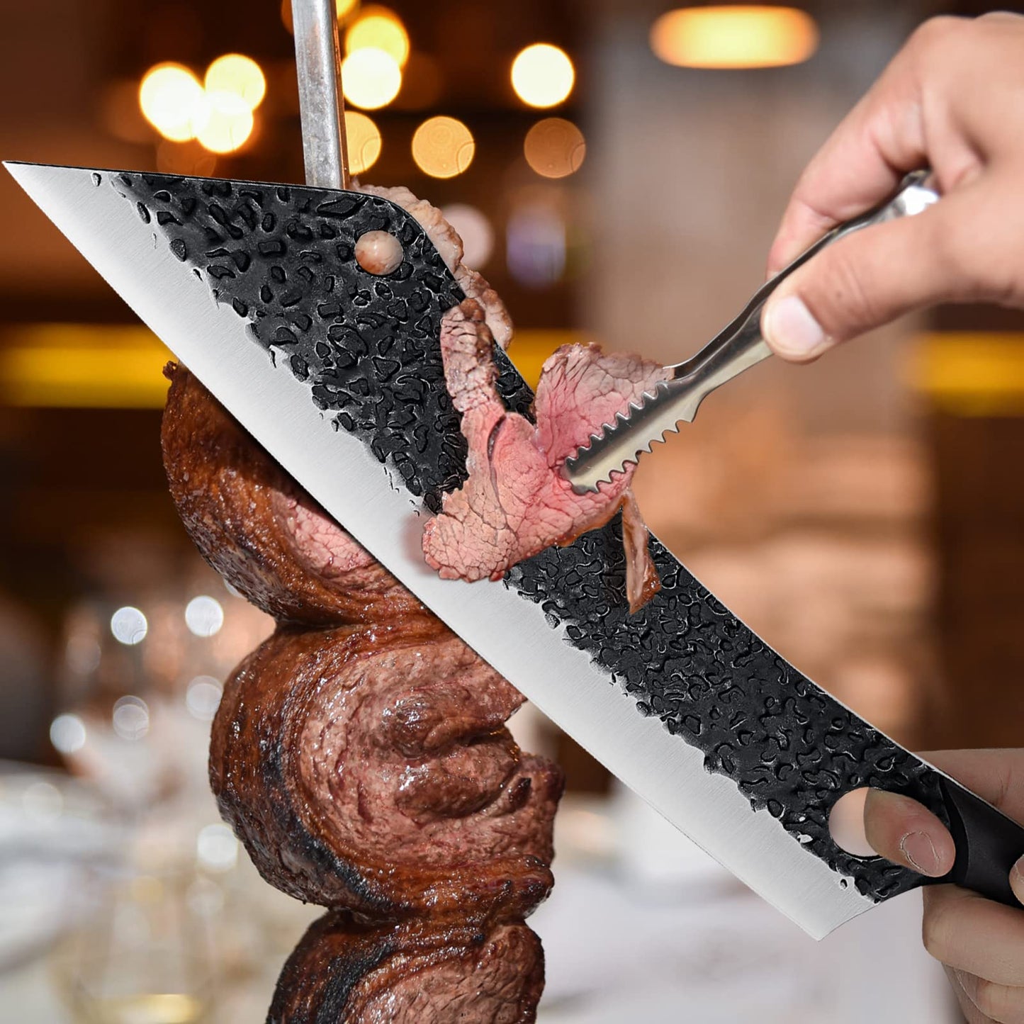 PURPLEBIRD 12" Long Cleaver Knife, Carving Knife, Ham Knife BBQ Meat Knife, Sharp Brisket Knife with Gift Box.