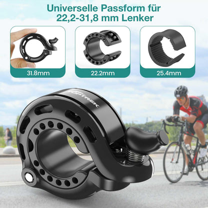 Toptrek bicycle bell for mountain bike, innovative aluminum alloy bike bell, 2024 upgrade 110dB loud bicycle bell, bell for road bike ebike MTB, 22.2-31.8mm handlebar (top0801)