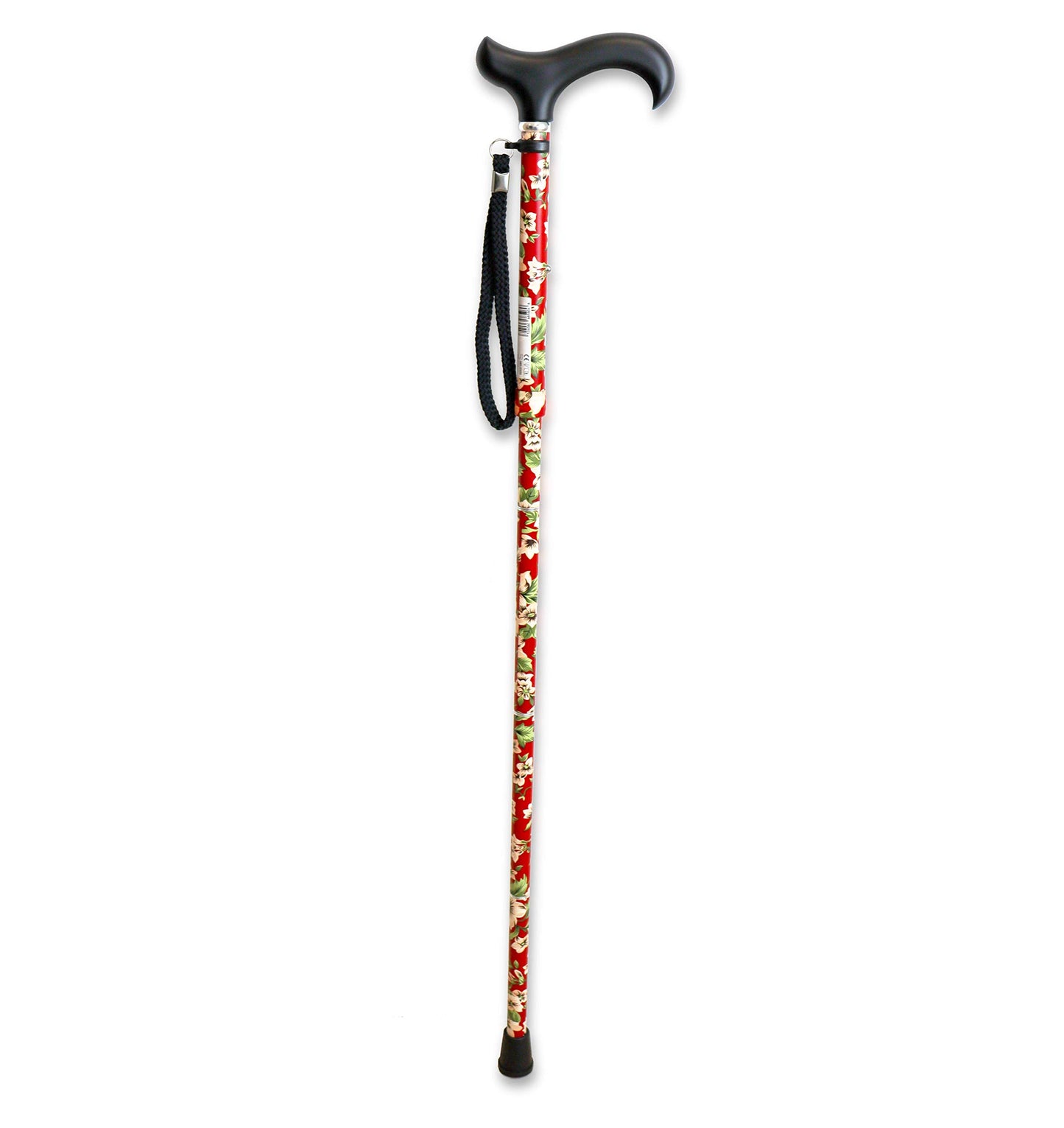 KMINA PRO - Floral Cane for Women, Elegant, Height-Adjustable Aluminum for Men, Foldable Red