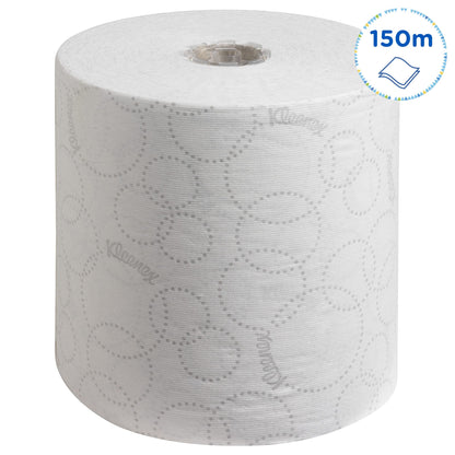Kleenex Ultra Roll Hand Towels 6780, 2-ply white disposable hand towels, certified for food contact, with Airflex technology for greater absorbency, 6 rolls x 150m (total 900m)