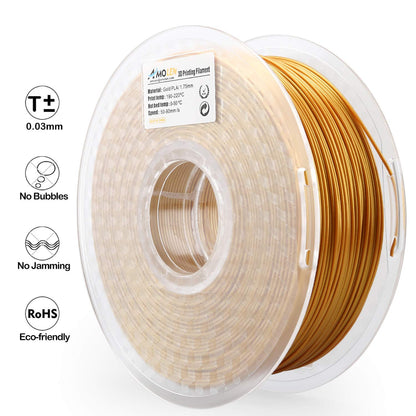 AMOLEN PLA 3D Printer Filament, 1.75mm, Frosted Copper (Real Gold, 1kg)