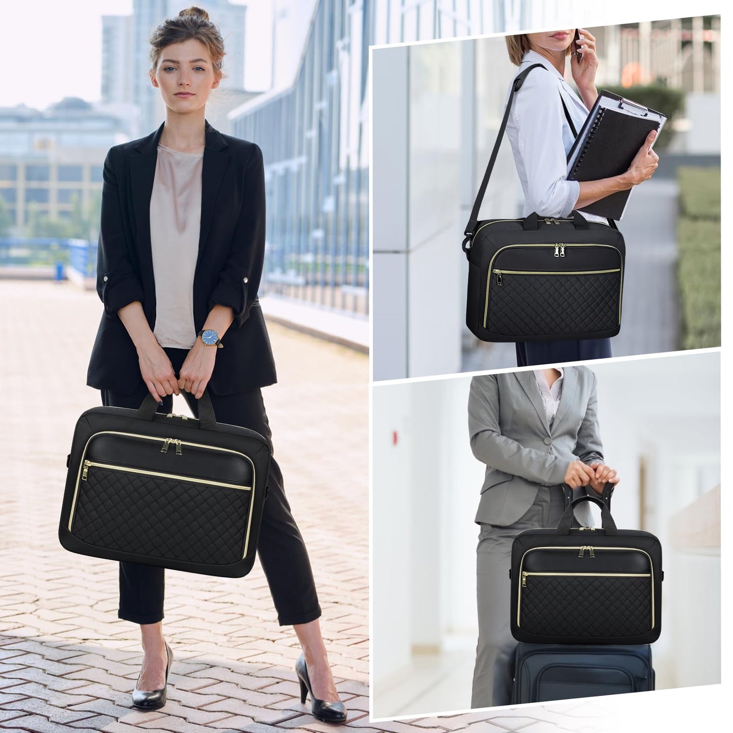 NEWHEY 17.3 Inch Laptop Bag for Women Briefcase Computer Bag Business Notebook Case Waterproof Shoulder Bag Crossbody Bag for Business Black.