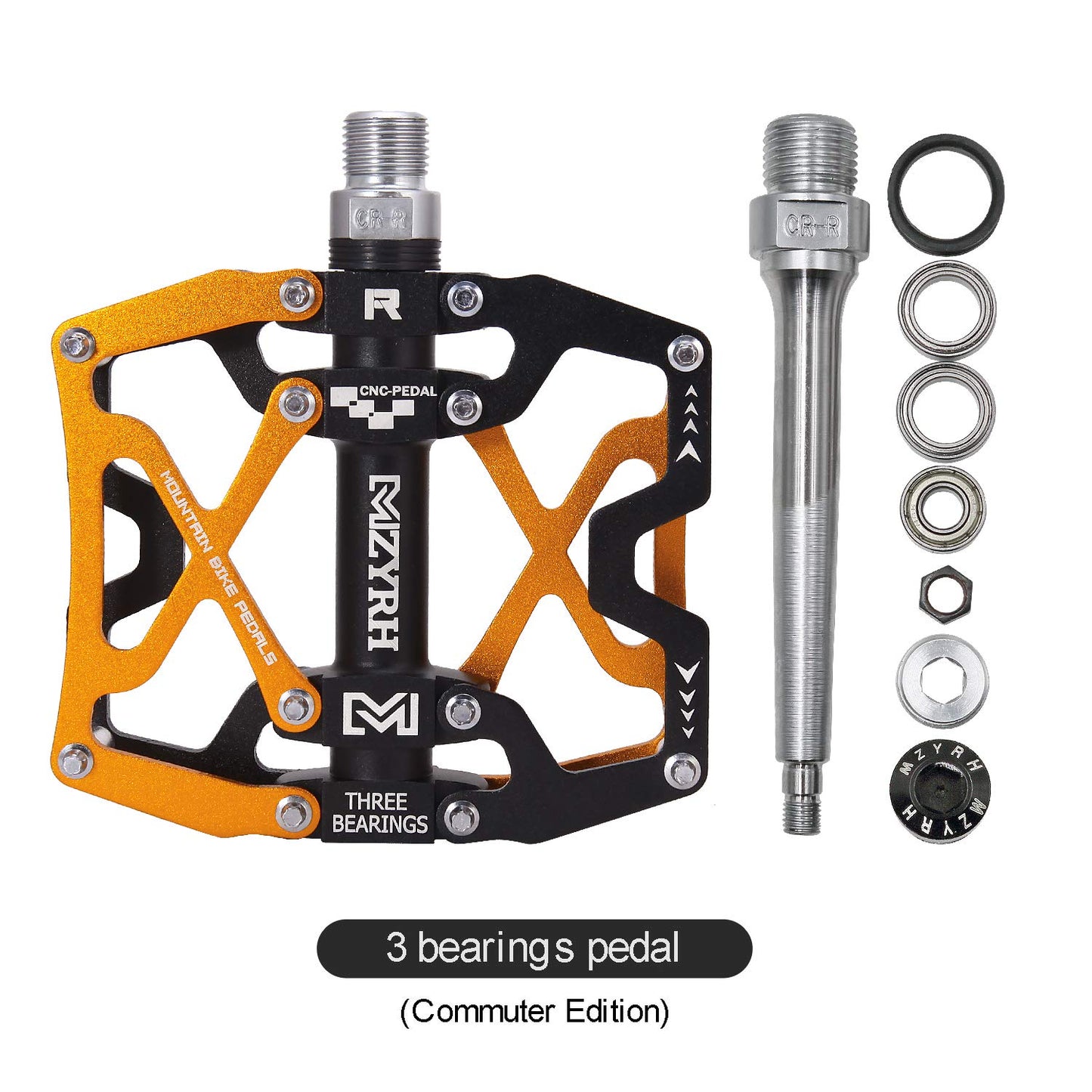 MZYRH mountain bike pedals, ultra strong colorful CNC machined aluminum alloy 9/16" spindle seal 3 bearing durable waterproof anti-dust