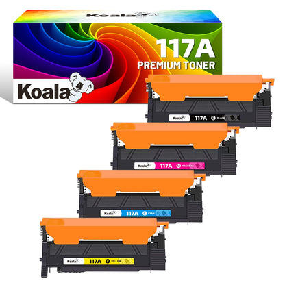 Koala 117A Toner (With Chip) Compatible as Replacement for HP 117A Toner Set W2070A W2071A W2072A W2073A for Color Laser MFP 179fwg 178nwg 150nw 179fnw 178nw 150a Toner (Black Cyan Yellow Magenta 4-Pack)