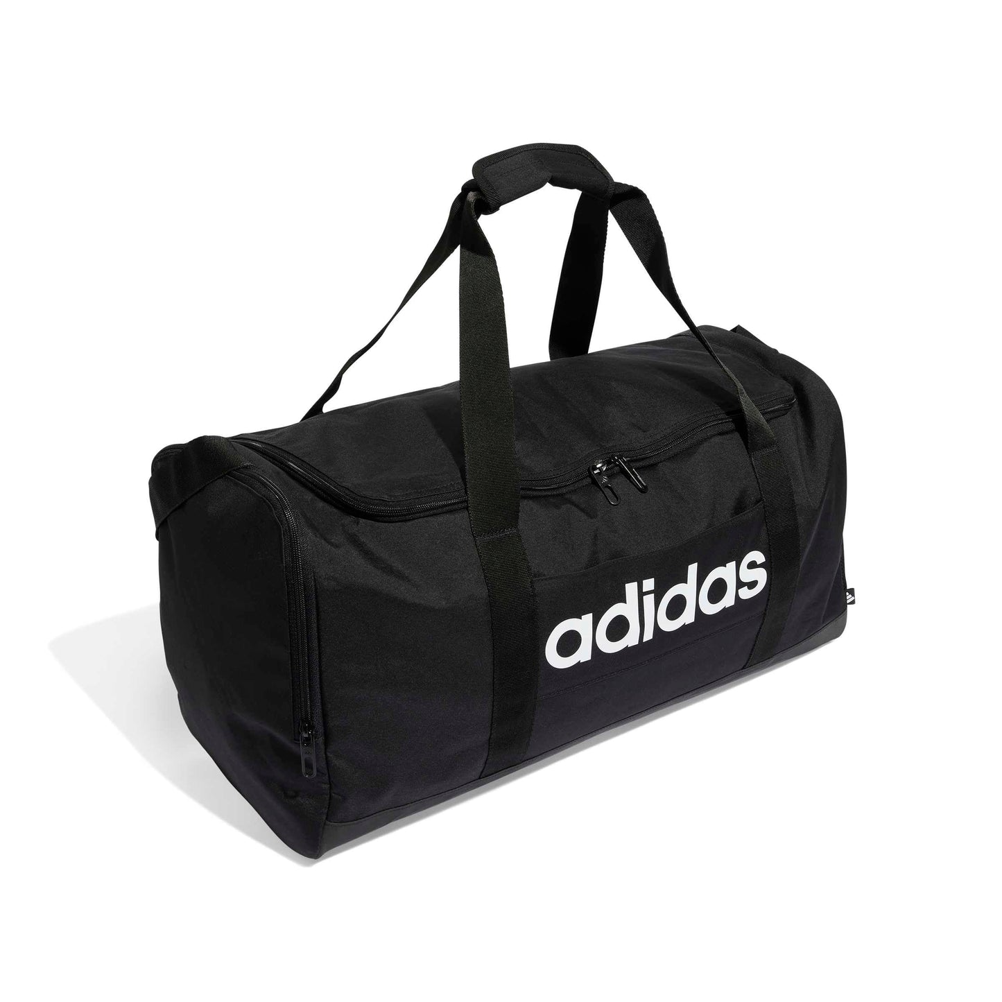 adidas Unisex Essentials Linear Duffel Bag, Black/Black/White, M