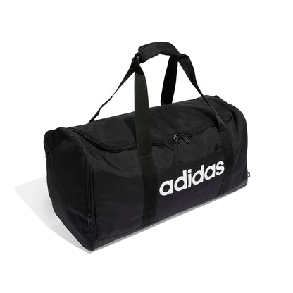 adidas Unisex Essentials Linear Duffel Bag, Black/Black/White, M