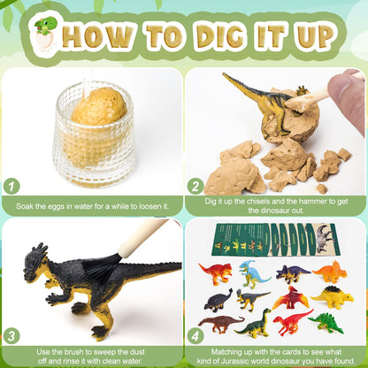 Joozmui Dino Excavation Set for Kids, Dinosaur Egg Toy for Boys Ages 4-10, Figure Gift Children's Toy