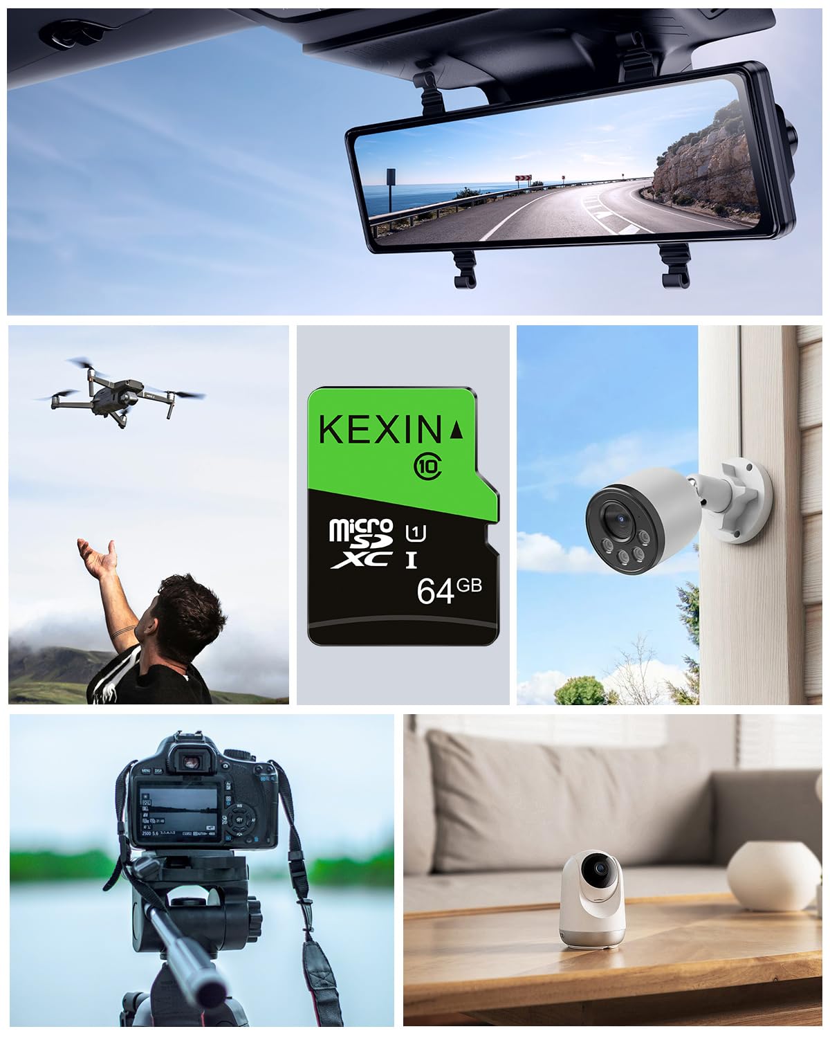KEXIN Micro SD Card 64GB 3 Pack, Memory Card Micro SD with Adapter, UHS-I, U1, A1, C10 Microsdxc SD Card 64GB for Camera, Smartphone, Monitor
