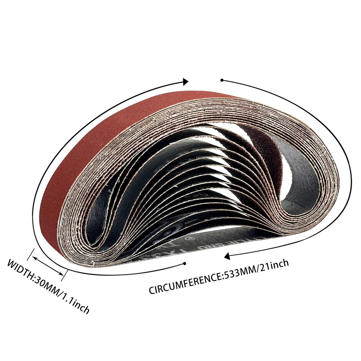 SenmaiTools Sanding Belts 30 x 533 mm, (Grit 40 80 120 150 240) Professional sanding belts for belt sanders, suitable for hardware, wood, metal, and paint (15 pieces)