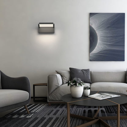 Klighten 24W outdoor indoor wall light, waterproof IP65 modern wall lamp with swiveling LED panel for patio entrance, 1500 lumens, dark grey, natural white 4000K.