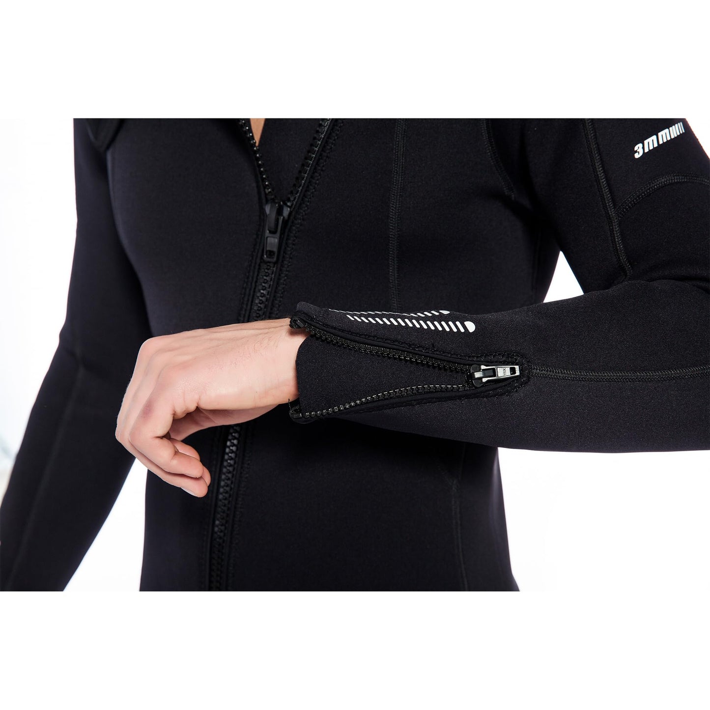 Ultra-stretch 3mm neoprene wetsuit with front zipper, full-body design for men and women. Ideal for snorkeling, diving, swimming, surfing. (Men, L)
