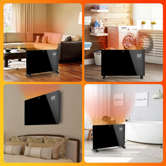 Jopassy Infrared Heater 2000W, Convector Heater with Thermostat & App Control Remote, Electric Radiator IP24, Wall Mounted, Portable Electric Heater Energy Saving.