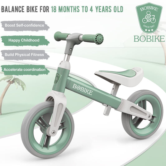 MHCYLION balance bike for kids aged 1.5-4 years up to 25 kg, adjustable handlebar and seat, handlebar lock, ultralight children's balance bike for boys and girls(Green)