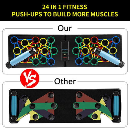 24 in 1 Push-up Board Foldable Portable Pushup Stands Home Fitness Training with Handle for Muscular Training Effectively Shape