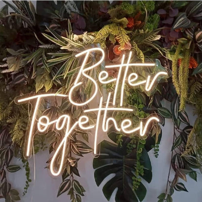 Better Together Neon Sign LED Neon Wall Decoration LED Sign Engagement Party Wedding Club Anniversary Bar Birthday Decoration USB Powered Adjustable Brightness