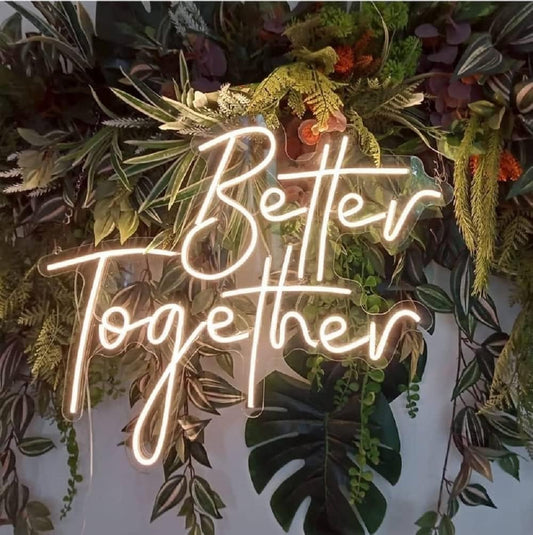 Better Together Neon Sign LED Neon Wall Decoration LED Sign Engagement Party Wedding Club Anniversary Bar Birthday Decoration USB Powered Adjustable Brightness