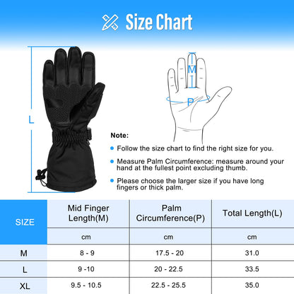 Heated gloves, 5V 6000mAh Electric USB Rechargeable Heated Gloves for Women Men, 3 Heat Settings Waterproof Touchscreen Gloves for Winter Sports - Motorcycle, Skiing (L)