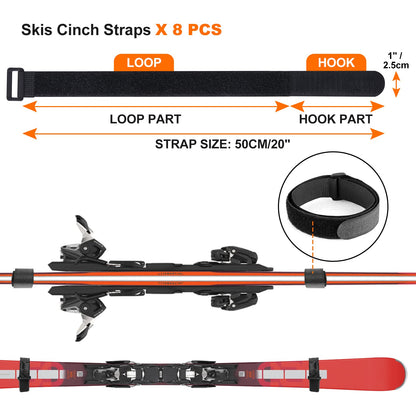 Odoland ski holder wall mount rack with 4 ski strap holders 2 pairs snowboard rack wall mount home and garage heavy duty storage hanger.
