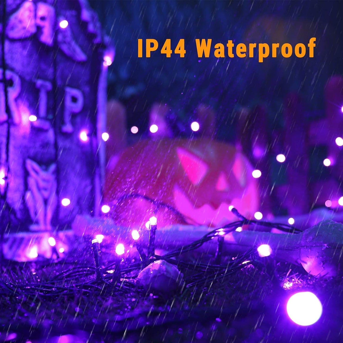 BrizLabs Halloween String Lights Outdoor, 20M 200 LED Purple Christmas String Lights Outside Battery Operated 8 Modes Waterproof Christmas Tree for Indoor Garden Balcony Window Horror Party Celebration Decor