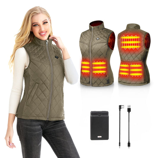 Kintiwe Heated Vest, Heated Vest Women's Heated Vest with 12000mAh Power Bank, Heated Jacket Heating Jacket Heat Vest with 5 Heating Zones