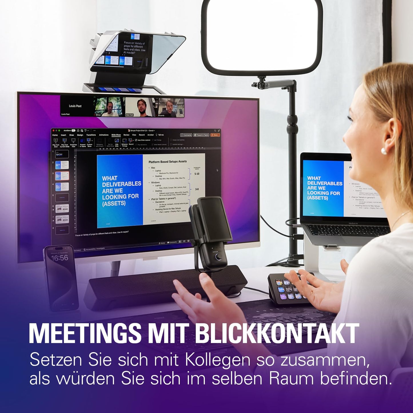 Elgato Prompter - Teleprompter with built-in screen for YouTube, Twitch, Zoom, Teams, and more, supports DSLR/Webcam/Smartphone, Drag&Drop monitor display, works with Mac/PC & Stream Deck.