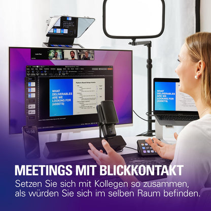 Elgato Prompter - Teleprompter with built-in screen for YouTube, Twitch, Zoom, Teams, and more, supports DSLR/Webcam/Smartphone, Drag&Drop monitor display, works with Mac/PC & Stream Deck.