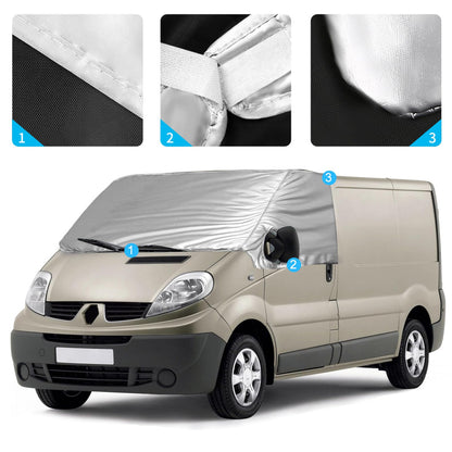 Opaltool External Thermo Windshield Cover for Opel Vivaro Renault Trafic N-issan Primastar 2001-2014, Luxury Silver Wrap, Foldable Front Windshield Cover Winter Summer Windshield Frost Protection Cover