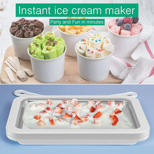 Ice cream maker, 26 x 21 cm, Rolling ice cream machine for kids and families - Includes ice cube maker and accessories Rolling ice machine plate, Ice Rolls machine, Ice cream machine, Ice Rolls plate