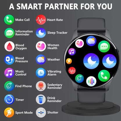 Erkwei Smartwatch for Women with Phone Function 1.32" HD Touch Screen Pedometer Women's Watch Personalized Display Heart Rate SpO2 Sleep Monitor, Fitness Tracker for iOS and Android