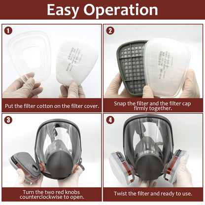 ASNABYYA Full Face Respirator Mask, Reusable Full Face Cover, Wide Field of Vision and Eye Protection for Painting, Welding, Polishing, Woodworking, Grinding, Auto Spraying.