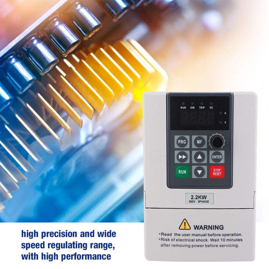 380 V 2.2 KW VFD Frequency Converter with Variable Frequency for controlling motor speed, 3-phase input/output, 3-phase converter for use with machinery.