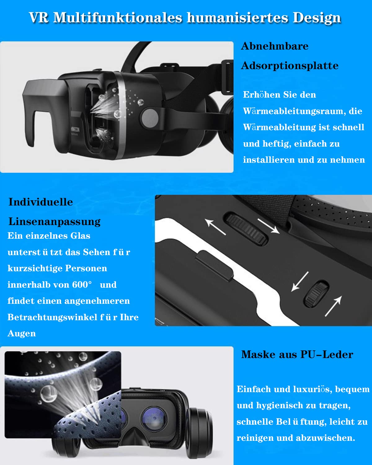 VR headset for smartphones,VR glasses Virtual Reality 3D with Bluetooth remote control Experience games for Android/iOS 4.7-7.2 inch phones Kids Adults Gift 2023 New