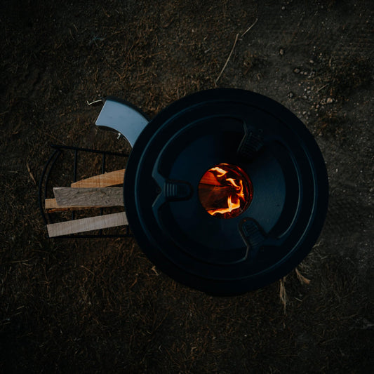 BBQ-Toro Rocket Stove ROCKET #2, Black | Rocket stove for Dutch ovens, grill pans, and more | Rocket stove with firewood rack and air intake openings | Fire pit for Dutch ovens