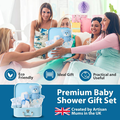 Baby Box Shop Baby Shower Boy Gift - 9 Piece Baby Gift Set, Newborn Boy, Baby Gift Set - Gift Basket Set - Blue