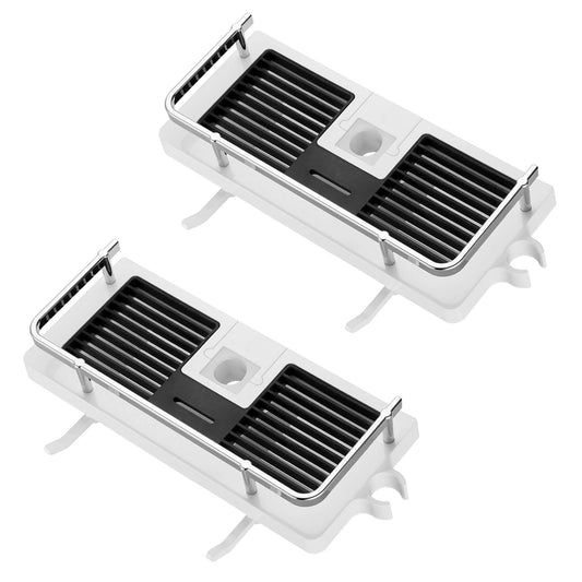 Hoomtaook Shower Caddy for Shower Rail Shower Caddy Hanging Shower Shelves Accessories Holders with Two Hooks and Shower Head Hook Fit [21mm-25mm] Rail Plastic, 2 Pieces White