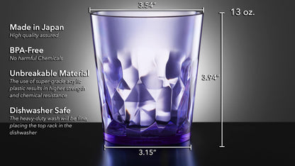 SCANDINOVIA - 400ml Unbreakable Premium Drinking Glasses - Set of 6 - Tritan Plastic Tumbler - BPA Free - Dishwasher Safe - Stackable
