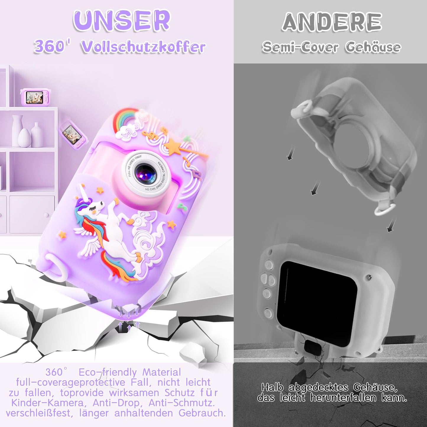 ARNSSIEN Kids Camera for 3 4 5 6 7 8 9 10 11 12 year old Girls/Boys, Kids Camera with 180° Flip Lens & 2.4in IPS Screen, Birthday Party Gift Toy for Girls/Boys, 32GB, X101