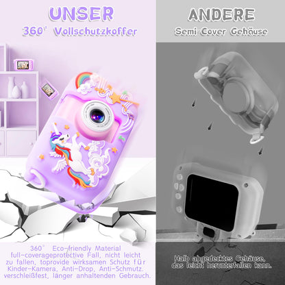 ARNSSIEN Kids Camera for 3 4 5 6 7 8 9 10 11 12 year old Girls/Boys, Kids Camera with 180° Flip Lens & 2.4in IPS Screen, Birthday Party Gift Toy for Girls/Boys, 32GB, X101
