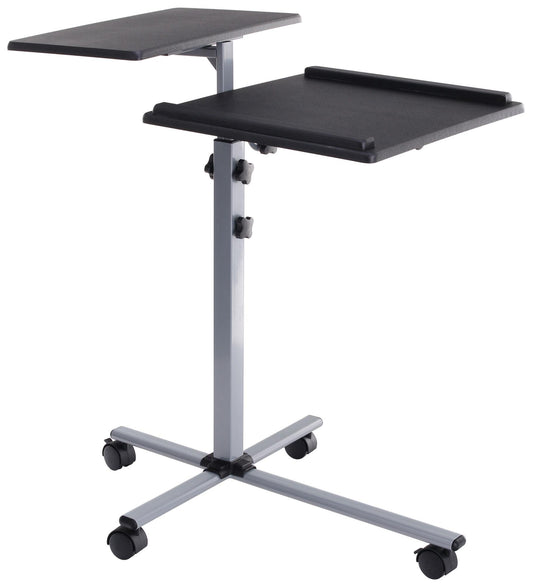 Pronomic PT-2 projector cart, media trolley for video, slide, overhead projectors, laptop table (height-adjustable, shelves) black