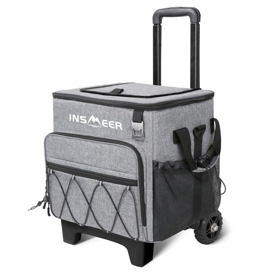 INSMEER Large Cooler Bag with Wheels, 40L / 60 Can Cooler Bag Foldable, Waterproof Shopping Cart Beach Tire Cooler Trolley, for Beach, Camping, Picnics, Grocery Shopping