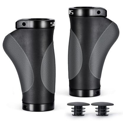 PRUNUS Bike Grips Ergonomic Short, Bike Grips Twist Shift, 22mm Bike Grips/Handlebar Grips with Double Lock-On Design, Handlebar Grips for MTB, Road Bike, BMX, Scooter, etc.