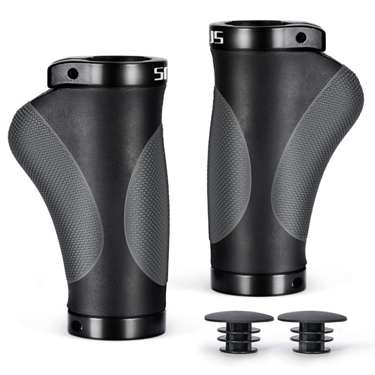PRUNUS Bike Grips Ergonomic Short, Bike Grips Twist Shift, 22mm Bike Grips/Handlebar Grips with Double Lock-On Design, Handlebar Grips for MTB, Road Bike, BMX, Scooter, etc.