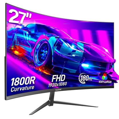 Gawfolk 27-inch Curved Gaming Monitor 165Hz/180Hz, PC screen Full HD 1080P, Frameless 1800R Computer monitor with FreeSync and Eye Care Technology, supports VESA.
