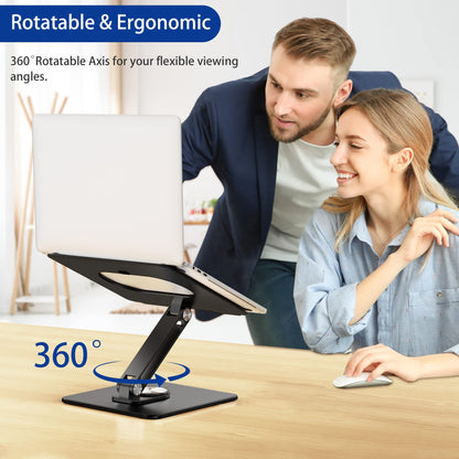 BESIGN LSX7 Laptop stand with 360 Rotating Base, Adjustable ergonomic Notebook Stand, Laptop stand compatible with 10-15.6" Laptops (Black)