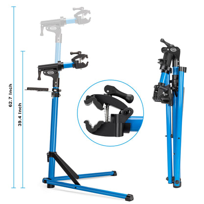CXWXC Bike Stand Aluminum Bike Repair Stand Foldable Bike Stand for E-Bike/Mountain Bikes, Bike Repair with Magnetic and 360° Rotatable Head