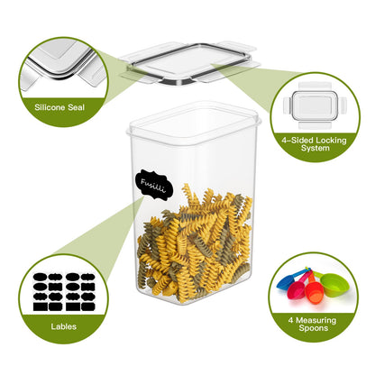 Without Vorratsdosen Airtight 16 Piece Set, Storage Box Kitchen with Plastic Lid, Container Organizer for Flour Cereal Cornflakes (2L 1.6L 0.8L)
