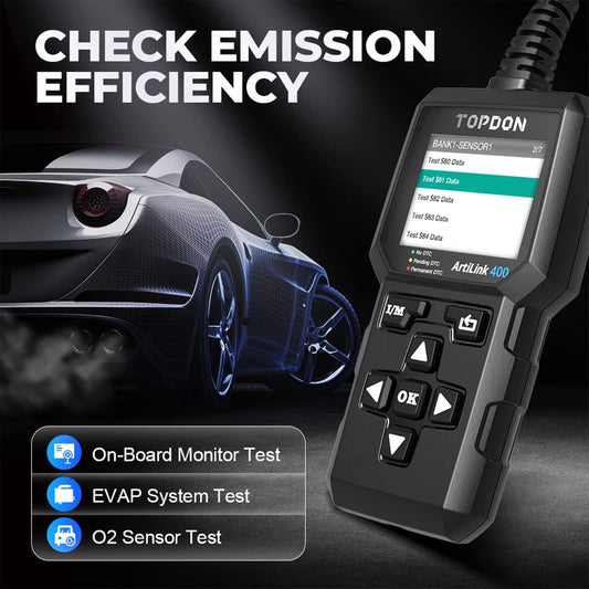 TOPDON OBD2 diagnostic tool, AL400 car code reader OBD-II diagnostic tools with 10 OBD2 functions for all vehicles compatible with OBDII EOBD CAN protocol, PC update, AL400