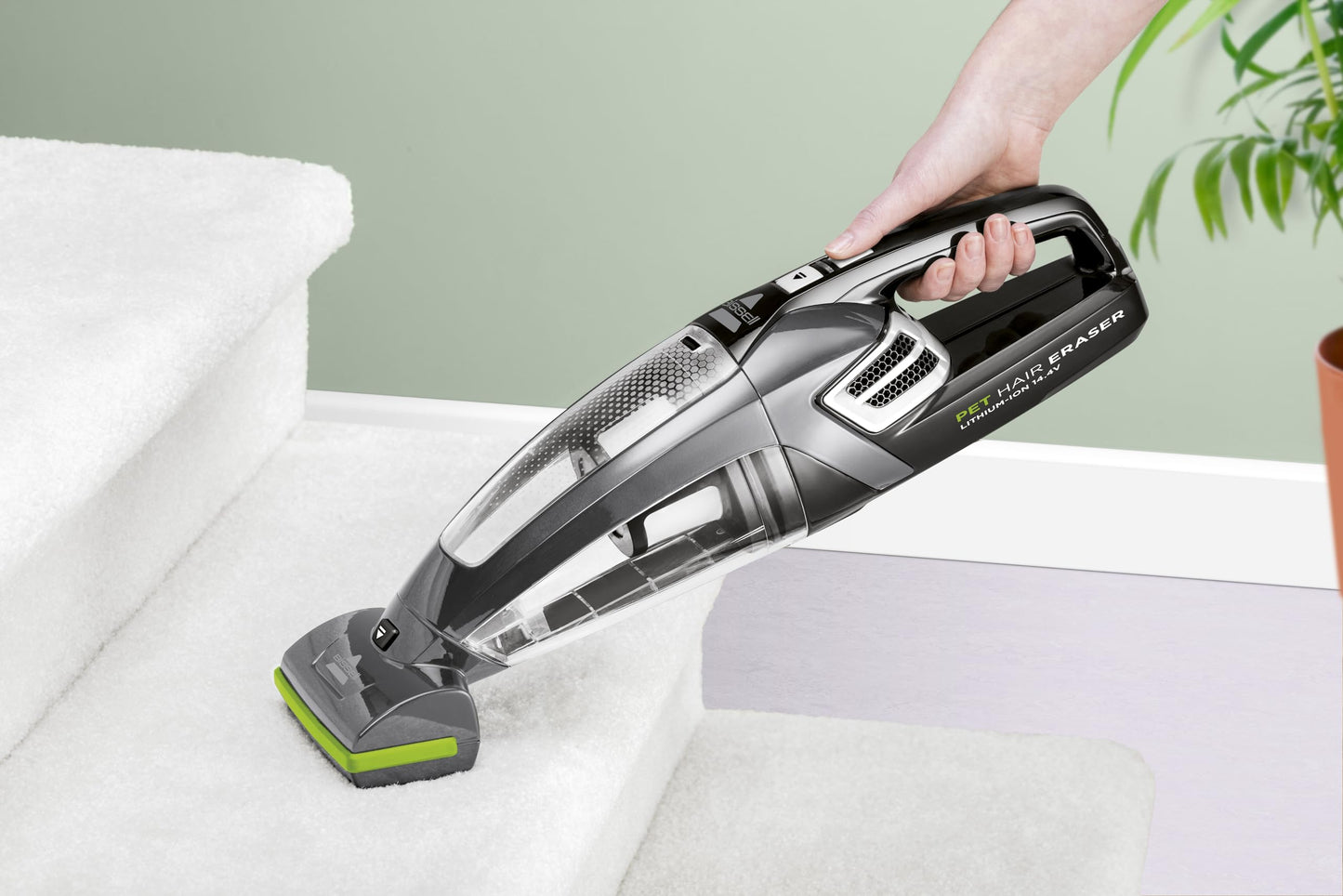Bissell Pet Hair Eraser, Cordless Hand Vacuum, Rotating Brush Roll, 14.4V, Fights Pet Hair & Dirt, For Your Stairs, Upholstery, Cars, and Carpets, 68dB, Black/Titan, 2278N