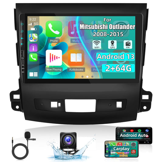 2+64G Android car radio for Mitsubishi Outlander 2/Peugeot 4007/Citroen C-Crosser 2008-2015 - 9 inch touchscreen car radio with Carplay & Android Auto - WiFi GPS Mirror Link